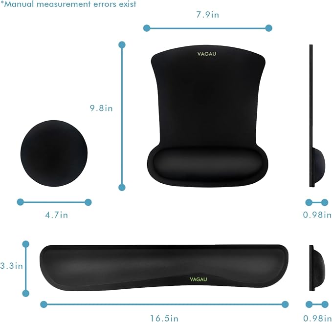 VAGAU Premium Keyboard Wrist Rest and Mouse Pad Wrist Support | Ergonomic Memory Foam Set for Office, Laptop, Mac, Computer and Gaming, Comfortable Typing &Wrist Pain Relief - Image 7