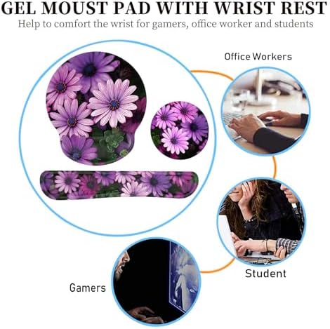 Keyboard Wrist Rest and Mouse Pad Wrist Support Set with Coasters,Ergonomic Gaming Mousepad for Home Office Working Studying Easy Typing & Pain Relief,African Daisy - Image 7