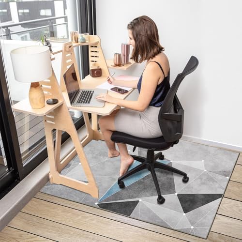 Office Chair Mat for Hardwood Floor,36"*48" Highly Premium Quality Protector Floor Mat,Desk Chair Mat - 2.15lbs Anti-Slip Chair Rug Mat for Office Home Laminate Floor Black Blue - Image 2