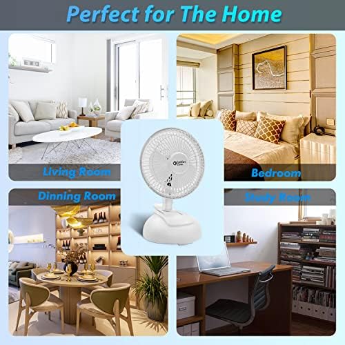 Comfort Zone CZ6XMWT 6” 2-Speed Combo Clip or Desk Fan with Removable Base, Strong Clamp for Firm Grip, Suitable for Bedroom, Office, or Dorm Room, White - Image 5