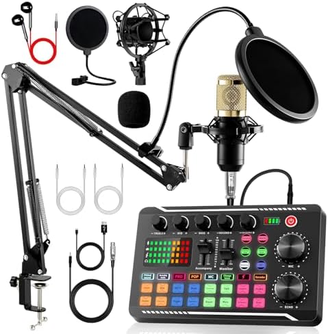 Also GO Podcast Equipment Bundle, F998 Audio Mixer with BM800 Microphone by ALSOGO