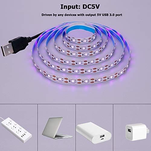 5V USB Purple 395-400nm LED Strip USB Powered 13.12ft/4M(2pcs x 6.6ft) - Image 2