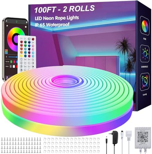 Ledagic 100ft RGB Led Neon Rope Lights, Remote App Control Led Rope Lights by Ledagic