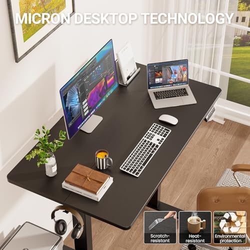 Veken 47.2 Inch Large Electric Standing Desk, Gaming Table, Black - Image 6