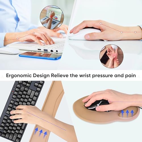 RICHEN 3 PCS Computer Mouse Pads for Desk with Coaster Set, Non-Slip Keyboard Wrist Rest and Mouse Pad Set, Ergonomic Design (Gradient Brown) - Image 6