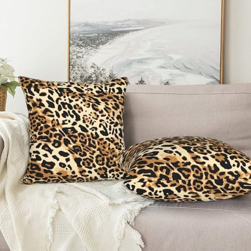 Pillowcase Set of 2 Leopard Animal Cheetah Print Throw Pillow Covers Shells for Couch Office Bedroom Home Decoration, 18"X18" - Image 7