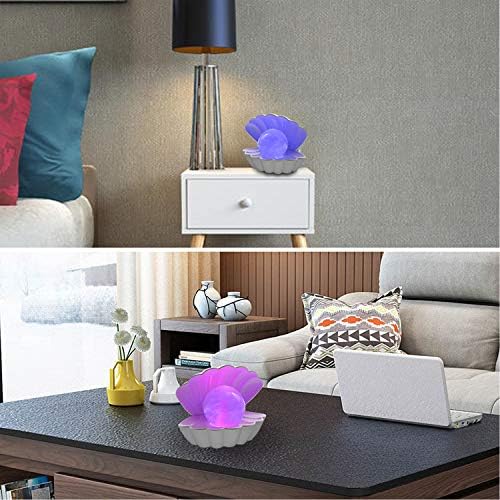 LKUA Shell Pearl Beach Themed Night Light, RGB 8 Colors Changing Mood Shell Pearl Lamps, Bedside LED Clamshell Portable Night Lights for Bar (White) - Image 2