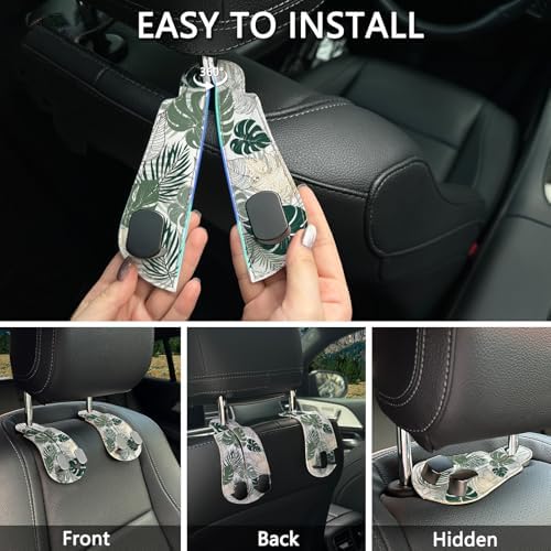 Blusabaca 2PCS Car Seat Headrest Hooks, Purses Bags Holder, Tropical Leaf - Image 6