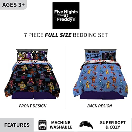Franco Kids Bedding Super Soft Comforter and Sheet Set with Sham, 7 Piece Full Size, Five Nights At Freddy's - Image 3