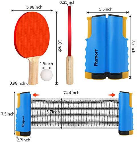 FBSPORT Ping Pong Paddle Set, Portable Table Tennis Set with Retractable Net,Rackets,Balls and Carry Bag for Indoor/Outdoor Games - Image 5