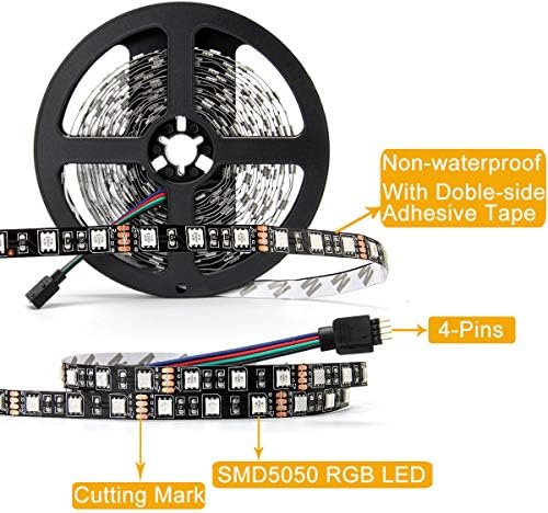 SUPERNIGHT 5050 RGB LED Strip Lights-16.4ft 300 LEDs, Color Changing LED Lights for Valentine, Wedding Sparklers, Christmas Lights, Indoor Decoration (Pack of 2) - Image 2