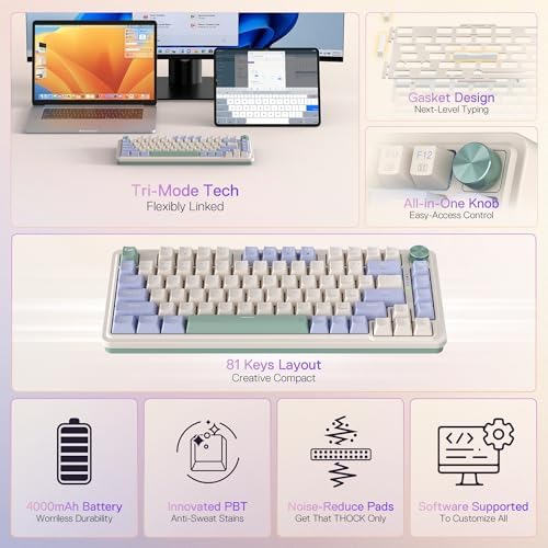 Redragon K673 PRO Wireless 81-Key RGB Gasket Gaming Keyboard, Scroll Knob - Image 2