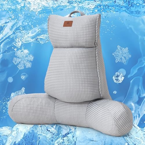 Adjustable Firmness Waffle Back Support Cooling Reading Pillow, Gray, 29" by Am%C3%A9lieHome