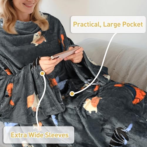 Catalonia Wearable Blanket with Sleeves for Women & Men, Fleece Wrap Throw - Image 4