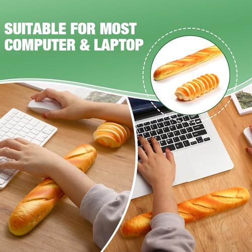 Flutesan 2 Pieces Keyboard Mouse Wrist Rest Pad Wrist Rest Support Funny Desk Pad Toast Bread Keyboard Rest Cute Cushion for Typing(Mixed Style,13.4 x 2.2 x 1.6/5.9 x 1.6 x 2.4 Inch) - Image 5