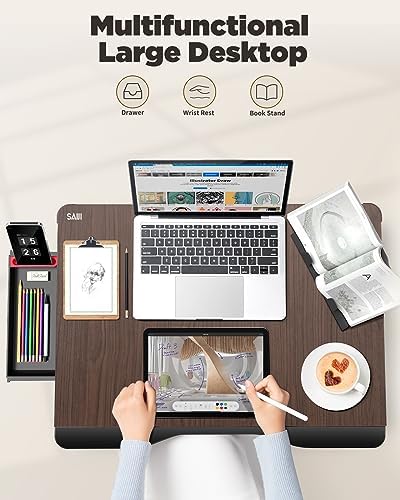SAIJI Laptop Desk for Bed, XX-Large Foldable Bed Tray Table, 25.6" x 19.3" - Image 2