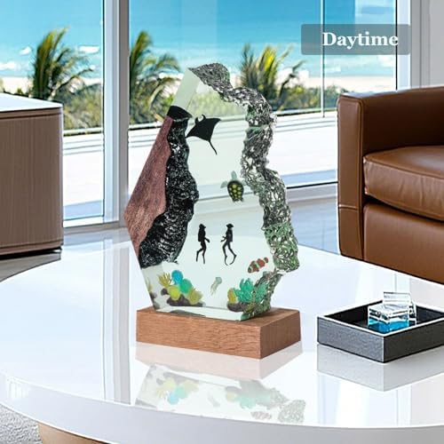 Scuba Diver Ocean Resin Lamp, Handmade Resin Night Light with USB Port - Image 4