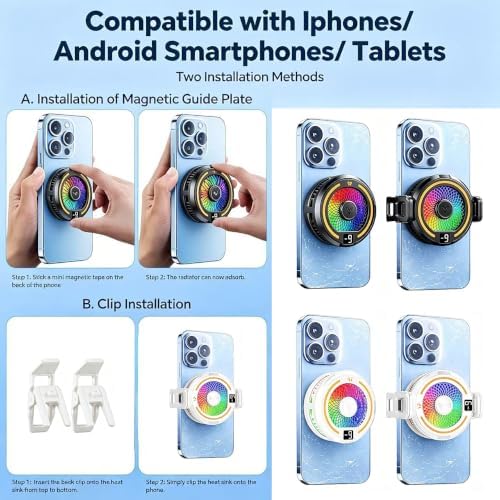 Magnetic & Clip-on Semiconductor Phone Cooler w/RGB & Finger Sleeves - Image 7