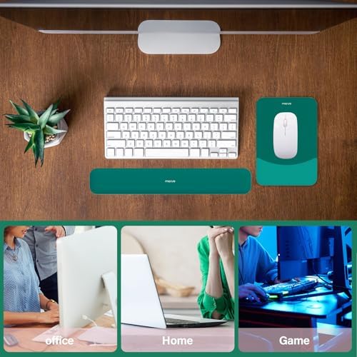 MOSISO Wrist Rest Support Mouse Pad & Keyboard Set, Teal Green | Rectangular Ergonomic Mousepad, Non-Slip Base, Home/Office Pain Relief & Easy Typing, Neoprene Cloth & Raised Silicone Lining - Image 6