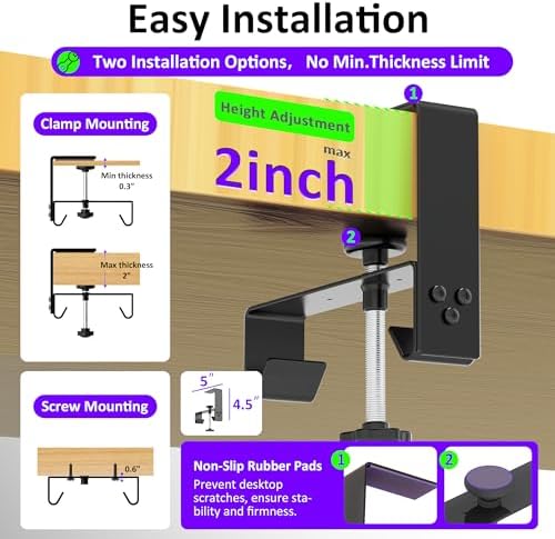 Under Desk Cable Management Tray - Under Desk Cord Management - Clamp/Screw Mount - Fabric Wire Management - Cable Raceways Tray Cord Hiders for Office/Home (Black, 28.5×5.6") - Image 3