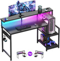 AODK 48 Inch Gaming Desk with LED Lights & CPU Stand, Carbon Fiber Black by AODK