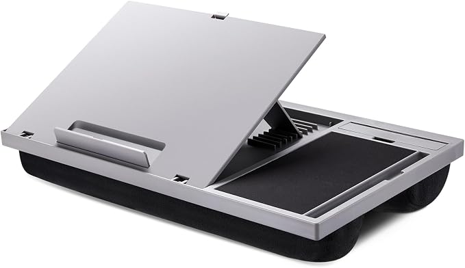 LORYERGO Adjustable Laptop Desk with Cushion, Mouse Pad & Cellphone Slot - Laptop Stand for Bed & Couch, Riser for Home & Office (Grey) - Image 8