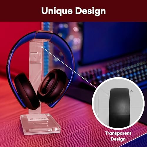 Headphone Stand Gaming Headset Holder For Desk Cable Organizer & Cellphone Stand for All Headphones Size headphone Holder Set for Gaming PC Accessories Gaming Station Transparent - Image 6