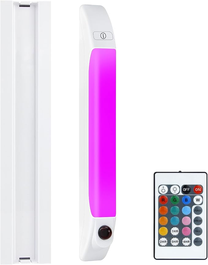 BIGMONAT LED Under Cabinet Light, Battery Operated RGB Colors Changing Led Bar Lights with Remote,Multicolor Under Counter Lights for Kitchen, Dimmable Light for Cabinet, Counter, Workbench by BIGMONATWirelessLEDLight