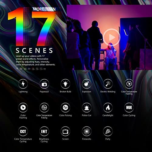 NEEWER RGB LED Video Light Stick, Touch Bar & APP Control, Magnetic Handheld Photography Lighting Wand, Dimmable 3200K~5600K CRI98+ Full Color LED Light with 6400mAh Battery, 17 Scenes, RGB1 - Image 6