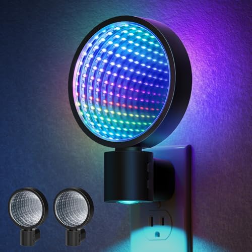 Briignite Night Lights Plug into Wall 3D Infinity Mirror Tunnel Light by WelcometoBriigniteenjoyyourtimehere