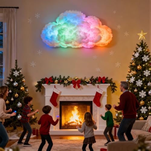STHF DIY USB-Powered Thundercloud LED Light Decor | 3D Shapable Clouds Lamp, Unique Room Decor & Night Light for Bedroom, Gaming Room, Ceiling Ambiance & Party (4-Meter Cloud) - Image 4
