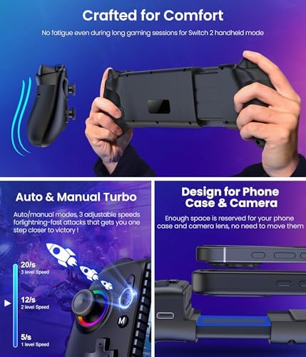 LIFUFUTEE Switch 2 Controller for Nintendo Switch 2/1/OLED, iPhone & Android, RGB Wireless Handheld Gaming Controller with Hall Effect Joysticks No Drift, Macro Programmable & Turbo, Works with Xbox Cloud & Steam Link - Image 4
