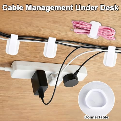 Under Desk Cable Management, Self-Adhesive Hook and Loop Straps, Adjustable Reusable Wire Organizer for Home Office Essentials (20 Pairs) - Image 2