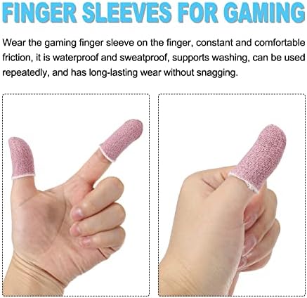 MECCANIXITY Mobile Gaming Finger Sleeve Controller Finger Thumb Sleeve Gloves Pink/White, Carbon Fiber Anti-Sweat Breathable, for Mobile Phone Game, Pack of 20 - Image 4