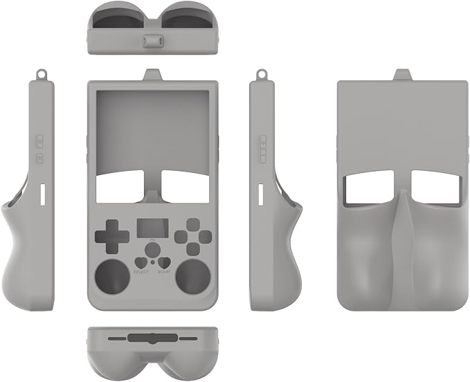 2-Pack Compatible with R36 Max Handheld Game Console Case, Slim Soft Silicone Full Protective Case Cover for R36 Max Accessories (Grey+Blue) - Image 5