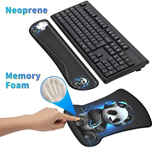 Ergonomic Mouse Pad with Wrist Support Gel Mouse Pads and Upgrade Keyboard Wrist Rest Pad Set, Coasters Non-Slip PU Base Mouse Mat for Office Gaming Computer Laptop Home, Panda - Image 4