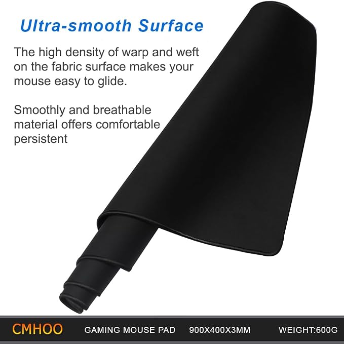 XXL Professional Large Mouse Pad & Computer Game Mouse Mat (35.4x15.7x0.12IN, 90x40 Black) - Image 5