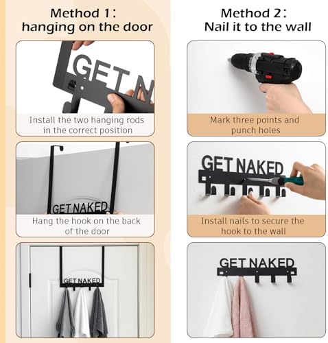Reallnaive Get Naked Over The Door Hooks Funny Bathroom Decor - Image 3