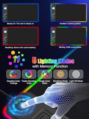 Mouse Pad with Foldable Phone Holder & Wireless Charger, XXL RGB Gaming Mousepad 31.5"x15.8" Large Desk Mat for Keyboard, Black Desk Pad with Dual Qi Charging Station | 11 Colors 5 Modes | Waterproof - Image 5
