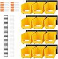 12pc Wall-Mounted Storage Organizer Set with Metal Rails Yellow by LEADLOONG