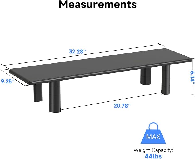 suptek Dual Monitor Stand Riser, 32.28" Large Stands for 2 Monitors | Wooden Desktop Organizer Shelf for Office Desk Computer, TV, Laptop - Image 2