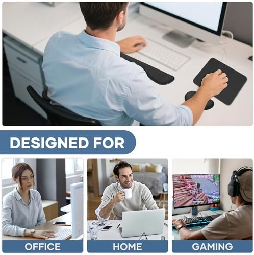 Office Ergonomic Memory Foam Computer Mouse and Keyboard Wrist Rest pad Support Carpal Tunnel, Wrist Rest for Keyboard and Mouse, Wrist Support Set - Image 6