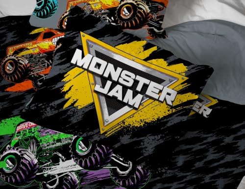 Monster Jam Trucks Full Size Comforter Set 7 Piece Kids Bedding, Black - Image 5
