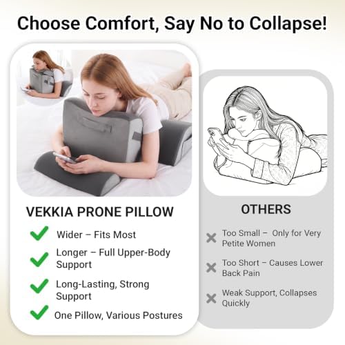 Vekkia XL Back Support Pillow, Dual-Layer Foam for Napping & Prone Resting - Image 4