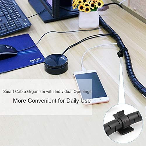 Black Computer Cable Management Sleeves Value Pack, Large 1.1" Pet Proof Cable Cover for Wires and 0.87" Cord Organizer Tube for Home TV Office Organization - Image 5