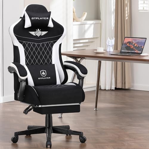 GTPLAYER Gaming Chair with Foot Rest & Pocket Spring Cushion, Ergonomic High Back Computer Desk Chair with Headrest & Lumbar Support for Back Pain Relief, Lividity - Image 5