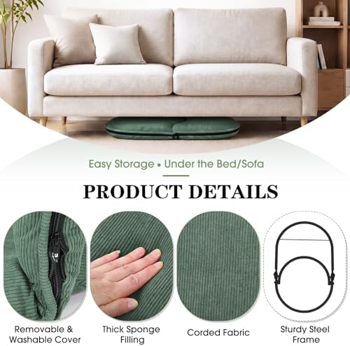 Xuhal Floor Chair with Back Support Adjustable 5 Foldable Position Floor Seat Thick Padded Tatami Seat Flexible Bleacher Recliner for Living Room Beach Bedroom Adults Meditation Reading Gaming(Green) - Image 6
