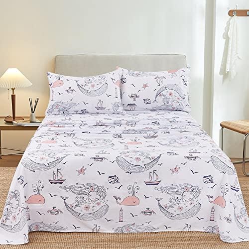 JSD Mermaid Ocean Theme Kids Full Sheet Set for Girls 4 Piece - Image 6