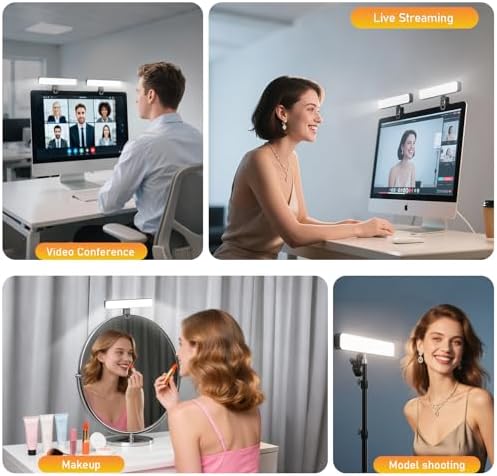ALTSON 16W 2PCs Video Conference Lighting, LED Streaming Light Clip-On, Zoom Lighting for Computer Monitor Webcam Laptop, Desk Ring Light for Video Recording Podcast, Eye-Caring&360° Rotary Backlight - Image 4