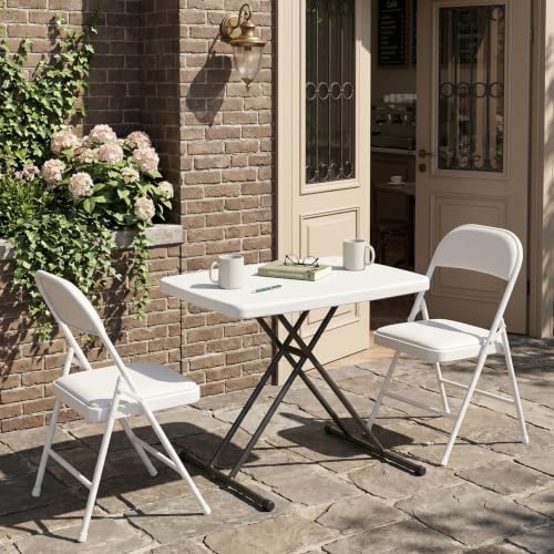 Folding Table 30 Inch - 4pack,Small Desk Adjustable Height TV Tray for Laptop, Couch, Camping - Heavy Duty Utility Foldable Table for Small Spaces, No Assembly Required, White - Image 2